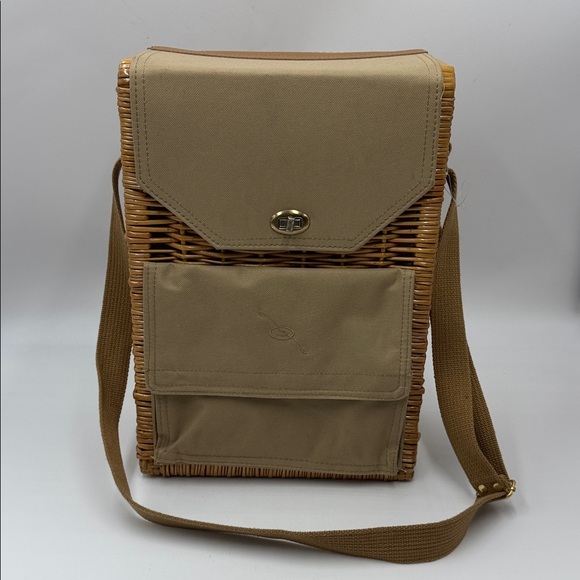 Handbags - Picnic Basket Tote Bag, Gift for Wine Lover, Beige